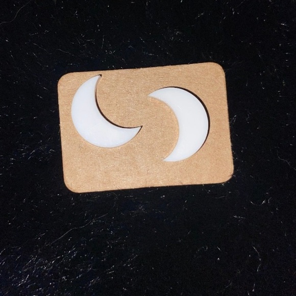 White Crescent Moon earrings - Picture 1 of 2